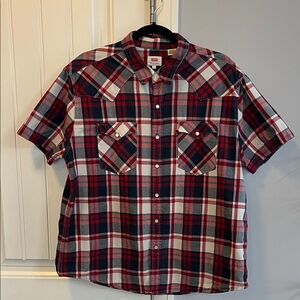 Levi's Red and Blue Plaid Casual Shirt XL